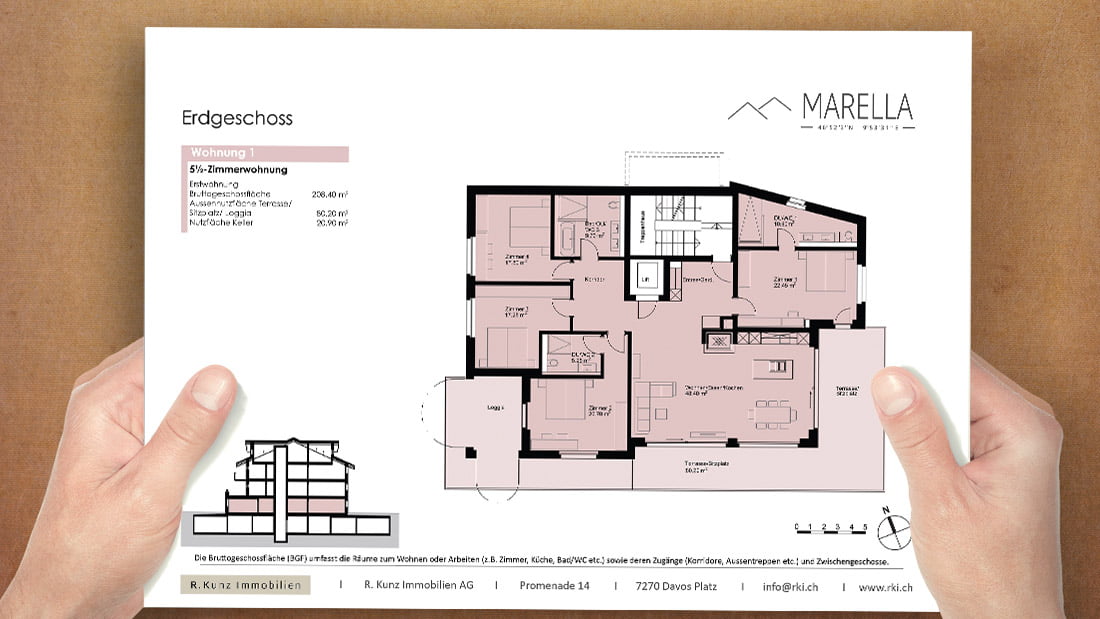Grundriss mit Branding für Neubauprojekt "Marella"