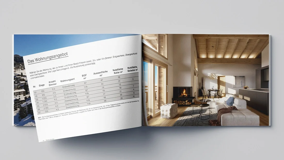 Immobilien-Broschüren für Mareia Klosters, maxximm.com